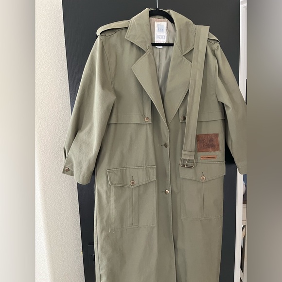 Together green women’s trench coat size 12 - Picture 2 of 5